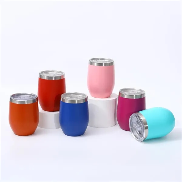 12Oz Stainless Steel Eggshell U-shaped Cup W/Lid - 12Oz Stainless Steel Eggshell U-shaped Cup W/Lid - Image 1 of 3