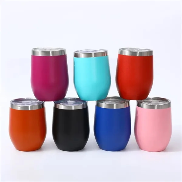 12Oz Stainless Steel Eggshell U-shaped Cup W/Lid - 12Oz Stainless Steel Eggshell U-shaped Cup W/Lid - Image 3 of 3