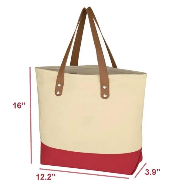 12 OZ Canvas Tote Bag With PU Leather Handle - 12 OZ Canvas Tote Bag With PU Leather Handle - Image 1 of 2