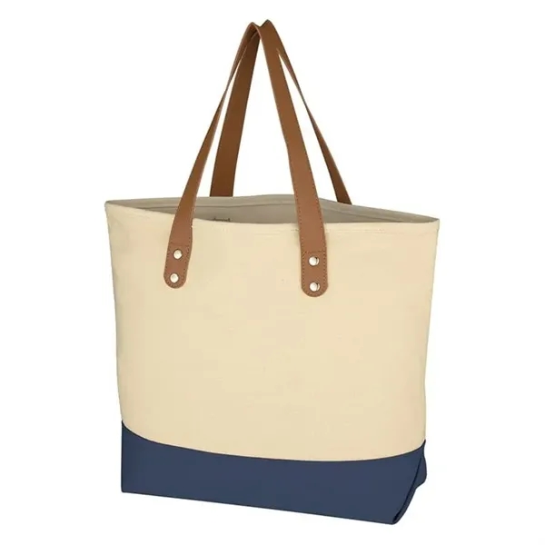 12 OZ Canvas Tote Bag With PU Leather Handle - 12 OZ Canvas Tote Bag With PU Leather Handle - Image 2 of 2