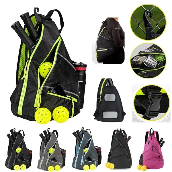 Pickleball Backpack Adjustable Sling Bag w/Fence Hook - Pickleball Backpack Adjustable Sling Bag w/Fence Hook - Image 0 of 2