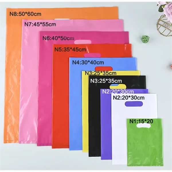 5 Mil Die-Cut Shopping Tote Plastic Retail Bag - 5 Mil Die-Cut Shopping Tote Plastic Retail Bag - Image 1 of 4