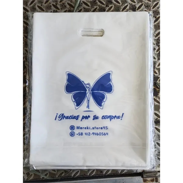 5 Mil Die-Cut Shopping Tote Plastic Retail Bag - 5 Mil Die-Cut Shopping Tote Plastic Retail Bag - Image 2 of 4