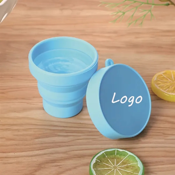 Reusable Food Grade Folding  Silicone Mug with Lids - Reusable Food Grade Folding  Silicone Mug with Lids - Image 0 of 4