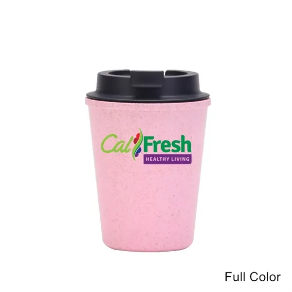 12 oz Mini Double Wall Wheat Straw Coffee Car Cup With Lid - 12 oz Mini Double Wall Wheat Straw Coffee Car Cup With Lid - Image 2 of 12