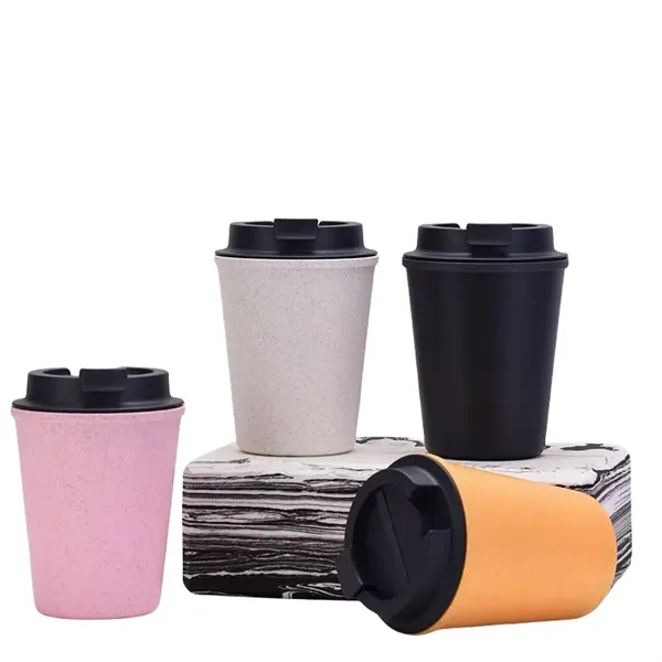 12 oz Mini Double Wall Wheat Straw Coffee Car Cup With Lid - 12 oz Mini Double Wall Wheat Straw Coffee Car Cup With Lid - Image 10 of 12