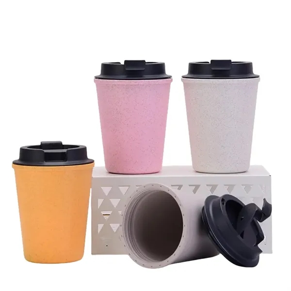 12 oz Mini Double Wall Wheat Straw Coffee Car Cup With Lid - 12 oz Mini Double Wall Wheat Straw Coffee Car Cup With Lid - Image 12 of 12