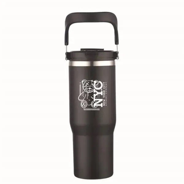 30 oz. Double Wall Tumbler with Flip Straw and Ergonomic Han