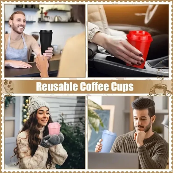 16oz Custom Colorful Plastic Reusable Hot Coffee Cups w/Lids - 16oz Custom Colorful Plastic Reusable Hot Coffee Cups w/Lids - Image 2 of 2
