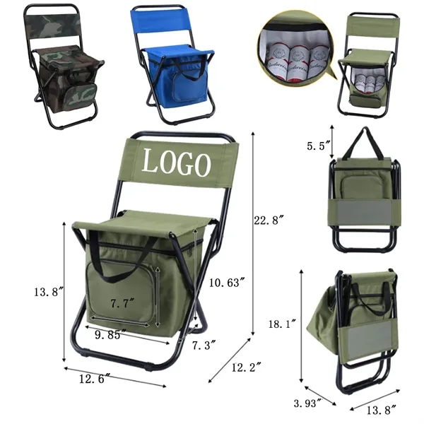 2-in-1 Heavy Duty Oxford Foldable Camping Chair w/Cooler Bag - 2-in-1 Heavy Duty Oxford Foldable Camping Chair w/Cooler Bag - Image 0 of 2