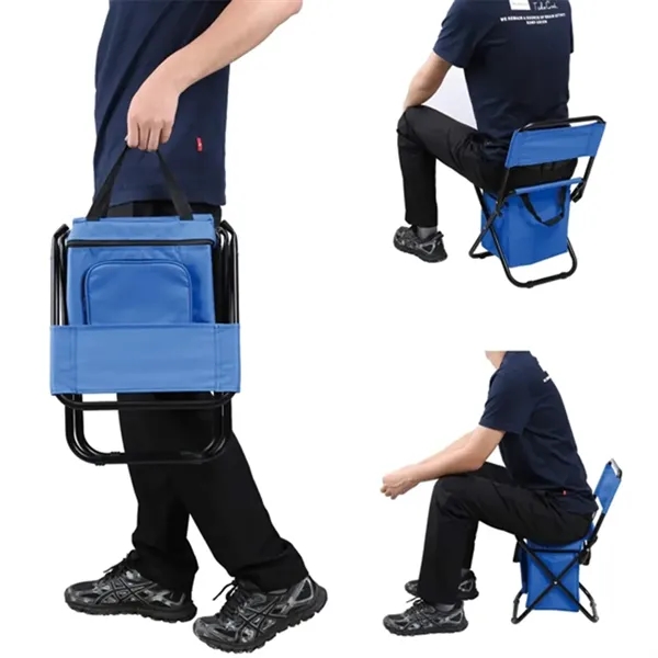 2-in-1 Heavy Duty Oxford Foldable Camping Chair w/Cooler Bag - 2-in-1 Heavy Duty Oxford Foldable Camping Chair w/Cooler Bag - Image 1 of 2