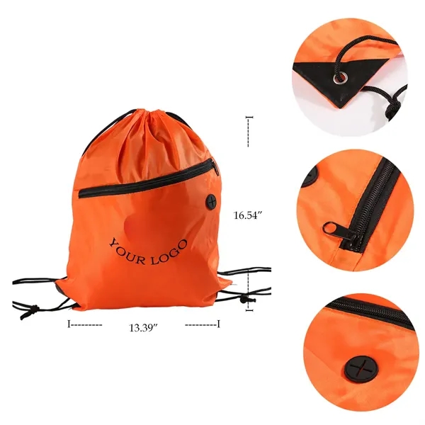 Drawstring Bags With Zipper Pocket And Headphone Hole