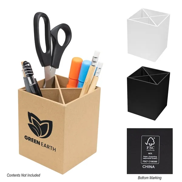 4 COMPARTMENT PEN & PENCIL CUP - 4 COMPARTMENT PEN & PENCIL CUP - Image 0 of 3
