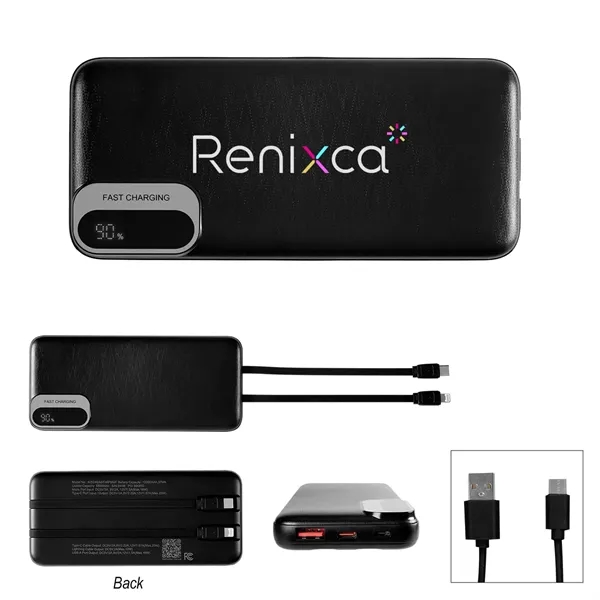 Custom 10,000 mAh Power Bank With Built-In Cables