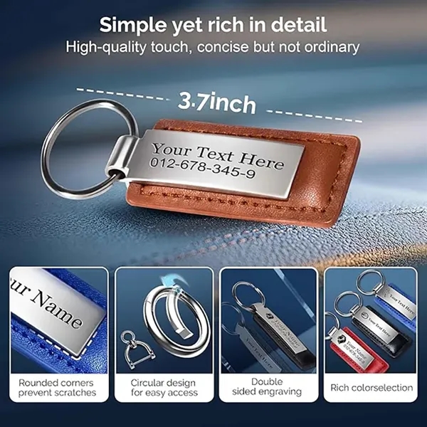 Personalized Leather Keychain - Personalized Leather Keychain - Image 1 of 4