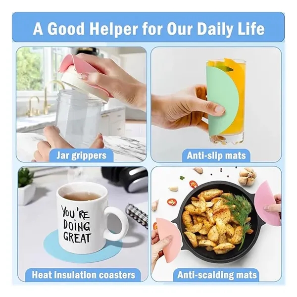 5" Round Silicone Heat Insulation Coaster with Jar Opener - 5" Round Silicone Heat Insulation Coaster with Jar Opener - Image 1 of 4