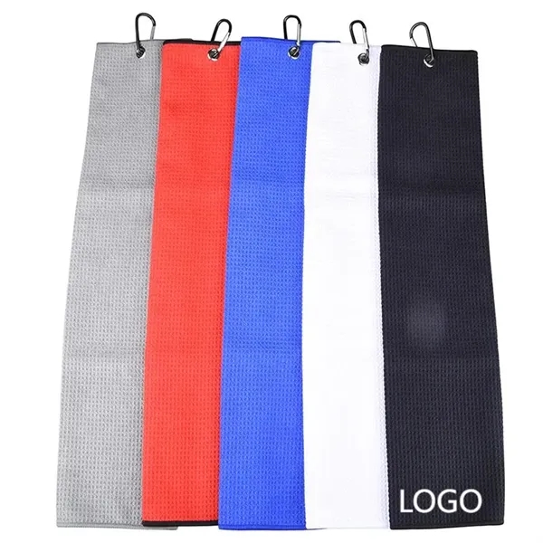 Golf Towel Tri-Fold With Mountaineering Hook - Golf Towel Tri-Fold With Mountaineering Hook - Image 0 of 3