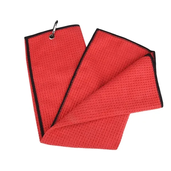 Golf Towel Tri-Fold With Mountaineering Hook - Golf Towel Tri-Fold With Mountaineering Hook - Image 2 of 3