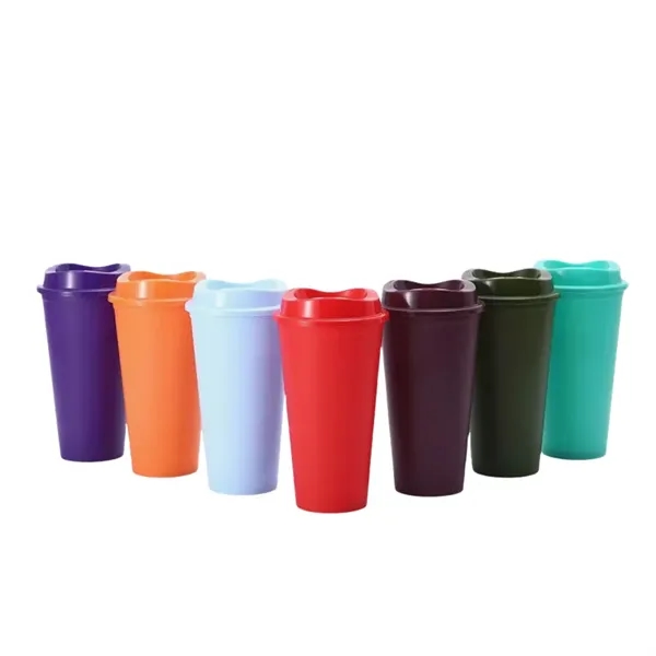 16 oz Reusable Coffee Maker Thermos Plastic Cups with Lid - 16 oz Reusable Coffee Maker Thermos Plastic Cups with Lid - Image 17 of 20