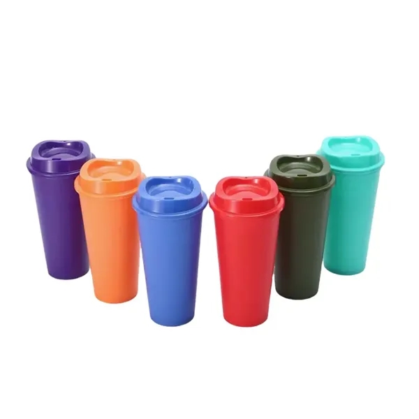 16 oz Reusable Coffee Maker Thermos Plastic Cups with Lid - 16 oz Reusable Coffee Maker Thermos Plastic Cups with Lid - Image 19 of 20