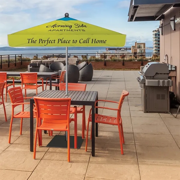 7.5' Heavy Duty Square Umbrella with Valance and Steel Base - 7.5' Heavy Duty Square Umbrella with Valance and Steel Base - Image 7 of 10