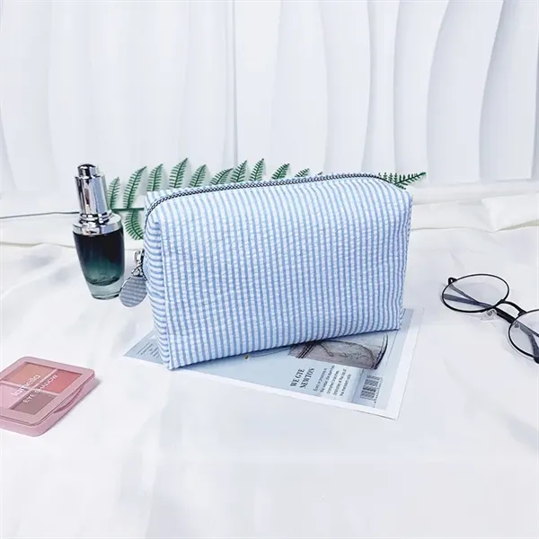 Striped Travel Cosmetic Bag - Striped Travel Cosmetic Bag - Image 2 of 5