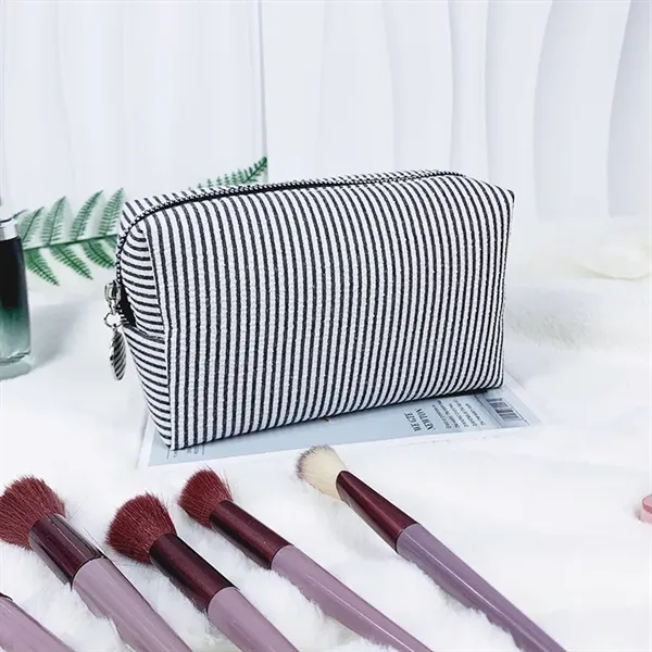 Striped Travel Cosmetic Bag - Striped Travel Cosmetic Bag - Image 5 of 5