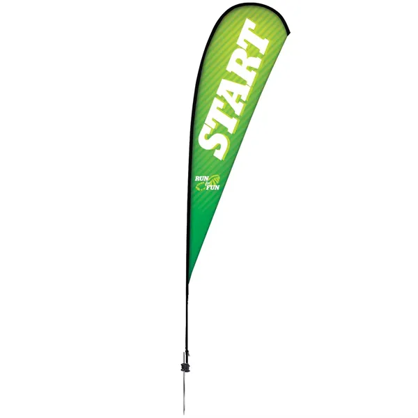 15' Premium Teardrop Sail Sign Flag, 1-Sided, Ground Spike - 15' Premium Teardrop Sail Sign Flag, 1-Sided, Ground Spike - Image 0 of 4
