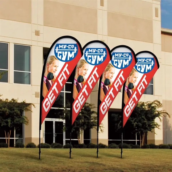 8' Premium Teardrop Sail Sign Flag, 2-Sided, Ground Spike - 8' Premium Teardrop Sail Sign Flag, 2-Sided, Ground Spike - Image 5 of 5