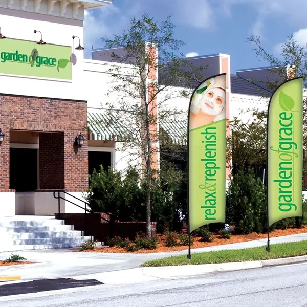 13' Premium Razor Sail Sign Flag, 2-Sided, Ground Spike - 13' Premium Razor Sail Sign Flag, 2-Sided, Ground Spike - Image 5 of 5
