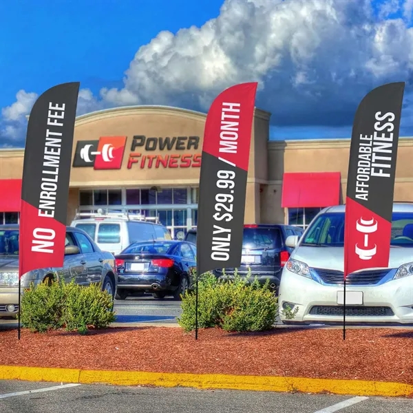13' Streamline Razor Sail Sign Flag, 1-Sided, Ground Spike - 13' Streamline Razor Sail Sign Flag, 1-Sided, Ground Spike - Image 5 of 6