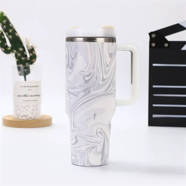 40oz Stanley-Style Insulated Tumbler with Handle - 40oz Stanley-Style Insulated Tumbler with Handle - Image 2 of 4