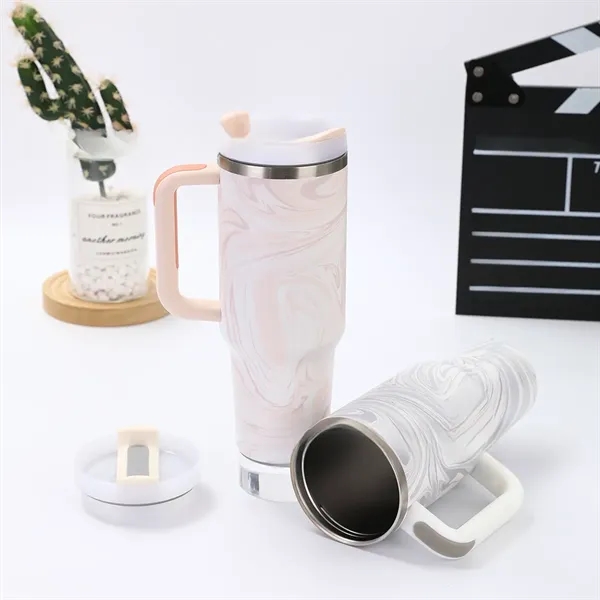 40oz Stanley-Style Insulated Tumbler with Handle - 40oz Stanley-Style Insulated Tumbler with Handle - Image 3 of 4