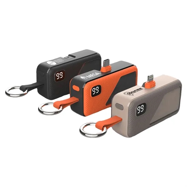 5000 mAh 10W Power Bank with LED Display & Keychain - 5000 mAh 10W Power Bank with LED Display & Keychain - Image 0 of 7