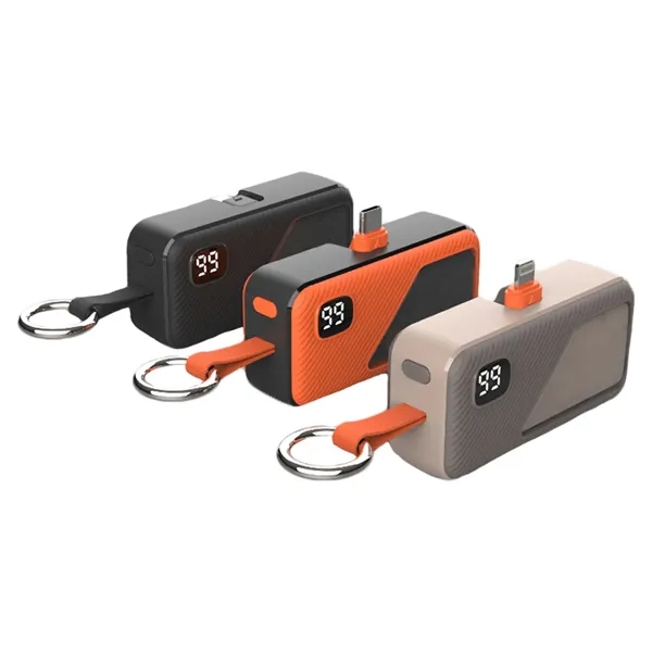 5000 mAh 10W Power Bank with LED Display & Keychain - 5000 mAh 10W Power Bank with LED Display & Keychain - Image 1 of 7