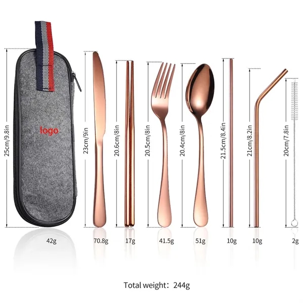 Portable Stainless Steel Utensil Set with Bag - Portable Stainless Steel Utensil Set with Bag - Image 5 of 5