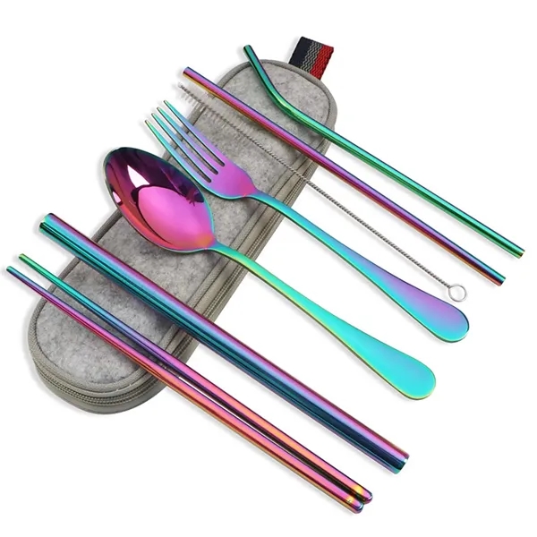 Portable Stainless Steel Utensil Set with Bag - Portable Stainless Steel Utensil Set with Bag - Image 1 of 5