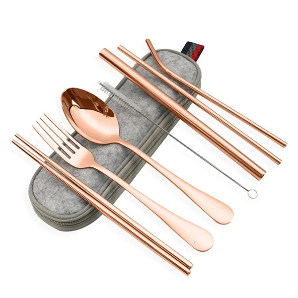 Portable Stainless Steel Utensil Set with Bag - Portable Stainless Steel Utensil Set with Bag - Image 2 of 5