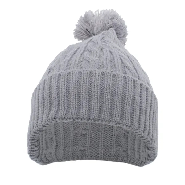 Pacific Headwear Cable Knit Pom-Pom Beanie - Pacific Headwear Cable Knit Pom-Pom Beanie - Image 3 of 19