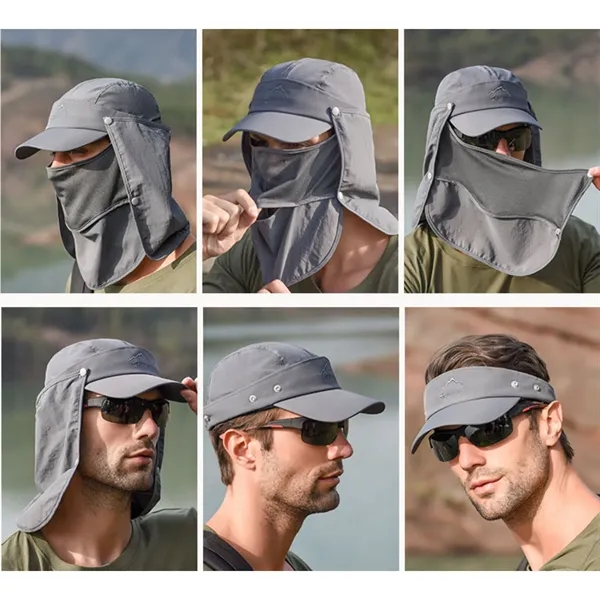 UV Protection Bucket Hat with Face Cover & Neck Flap - UV Protection Bucket Hat with Face Cover & Neck Flap - Image 3 of 5