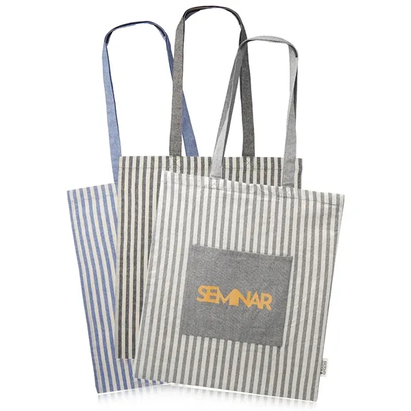 Recycled Striped Cotton Tote Bags - Recycled Striped Cotton Tote Bags - Image 0 of 8