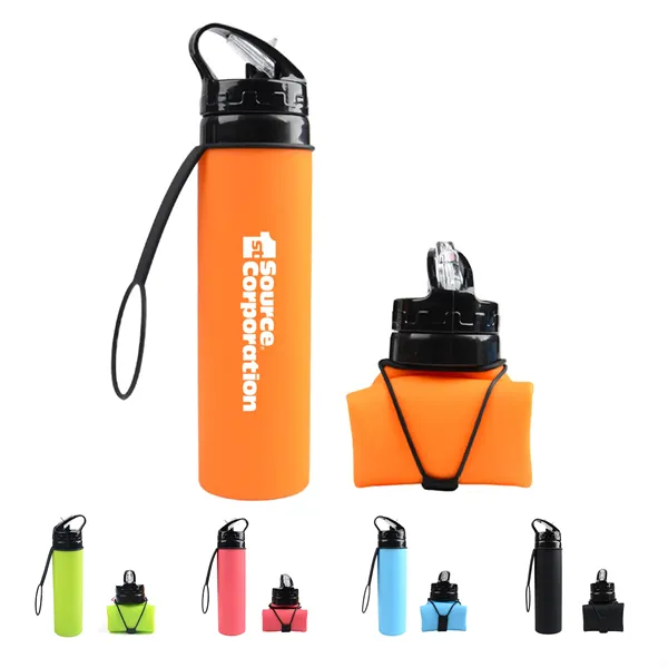 20 Oz Silicone Foldable Folding Sports Bottle