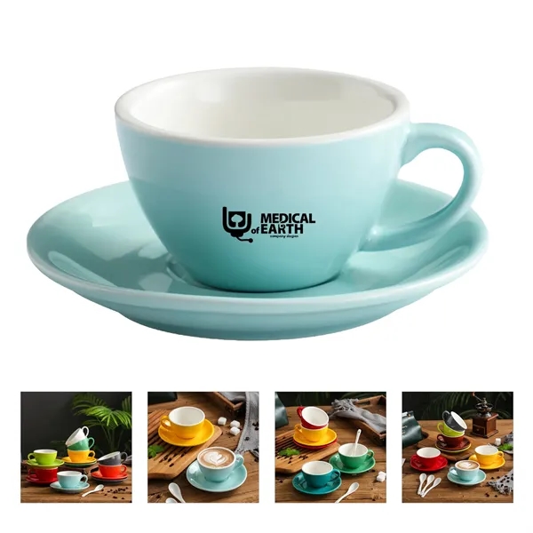 5OZ Cappuccino Cup & Saucer Set, Ceramic Mug