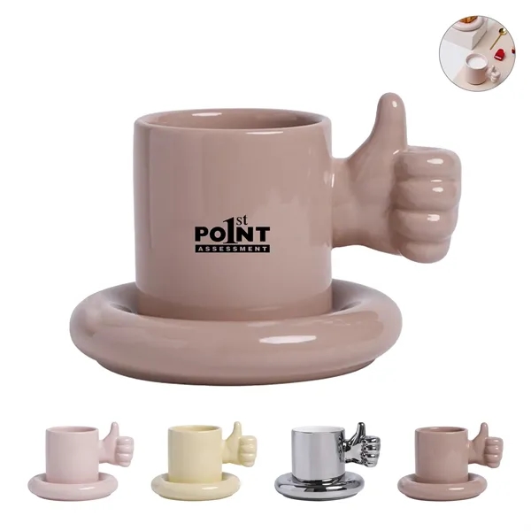 Custom 8.4 OZ Ceramic Tea Cup Mug with Saucer Set