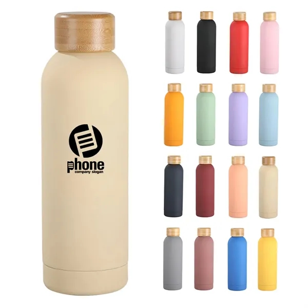 17 Oz Vacuum Insulated Bamboo Lid Water Bottle - 17 Oz Vacuum Insulated Bamboo Lid Water Bottle - Image 0 of 5