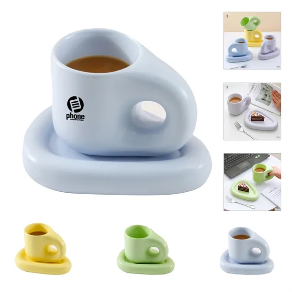 Custom 10 OZ Ceramic Mug with Saucer Set