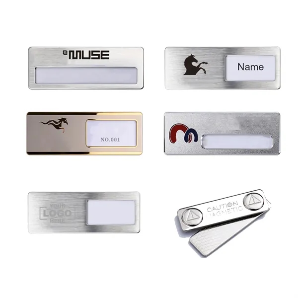 Custom Alloy Engraved Reusable Name Tags with Magnet Clip - Custom Alloy Engraved Reusable Name Tags with Magnet Clip - Image 0 of 3