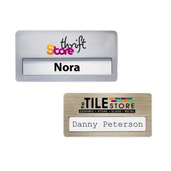 Custom Alloy Engraved Reusable Name Tags with Magnet Clip - Custom Alloy Engraved Reusable Name Tags with Magnet Clip - Image 2 of 3