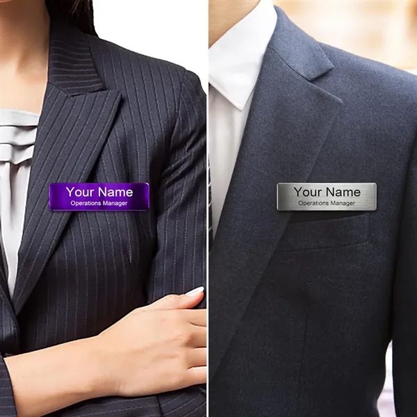 Custom Alloy Engraved Reusable Name Tags with Magnet Clip - Custom Alloy Engraved Reusable Name Tags with Magnet Clip - Image 3 of 3