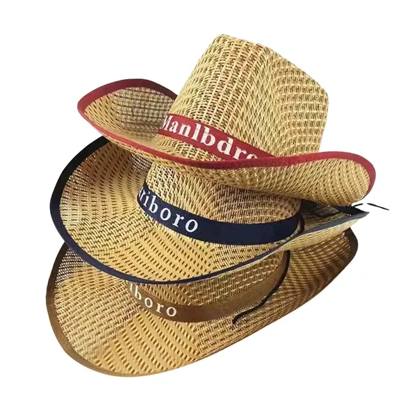 Straw Cowboy Hat With Customizable Band - Straw Cowboy Hat With Customizable Band - Image 5 of 7